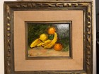 Vintage Original Oil Painting On Canvas Still Life Signed Carved Frame Ooak