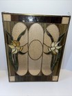 Large Stained Glass Window Panel Daffodils Design Tiffany Style Carmel Slag