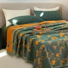 Reversible Ginkgo Quilt Lightweight Cotton Muslin Bedspread 91 X 98 In Green1