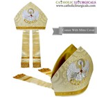New Metallic Gold Mitre With Pelican Embroidery mitra bishop s Mitre  New