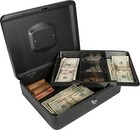 Barska 12 Inch Large Steel Cash Box Safe W  Key Lock And Removable Tray  Cb11834