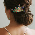 Baroque Rhinestone Hair Comb Gold Crystal Vintage Hair Piece Flower Evening Part