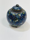 Late 19th C Miniature Japanese Meiji Cloisonne  Footed Enamel Inlay Jar        