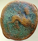 Ancient Bronze Celtic Coin 200bc-151bc Castulo Sphinx Iberian Oretani People