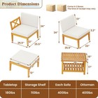 5 Pcs Acacia Wood Patio Furniture Set W  2-tier Coffee Table And Cushions
