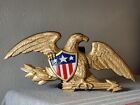 Vtg 1991 Cast Metal American Eagle   Us Flag Sheild Wall Hanging Plaque Montague