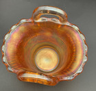 Dugan Marigold Carnival Beaded Basket Weave Open Double Handle Basket