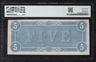 T-69 1864  5 Csa Confederate States Of America Note Pmg Uncirculated-63