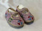 Vintage Beautiful Native American Sioux Beaded Pink Baby Moccasins
