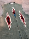 Vintage Miller   s Hand Woven Wool Vest 1950s Light Green Aztek Pattern