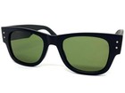 Classic Vintage Retro Biker Style Sunglasses Thick Square Black Frame Green Lens