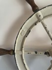 Antique Wilcox Crittenden 25   ship s Wheel 6 Spokes Wood Hub   Handles Cast Metal