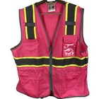 Pink Safety Reflective Full Zip Vest Pockets Dog Walking Running Work 2xl