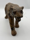 14  Vintage Leather Wrapped Tiger Figure Glass Eyes Animal Lost Art From 1960 s
