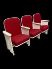 3 Theater Seats  Vintage Red Upholstered Tip-up Cinema Auditorium Seating  A48