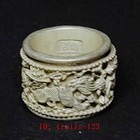Old China Tibet Silver Carving Double-deck Kylin Statue Thumb Ring Collection