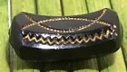 Antique Black Glass Button Arched Rectangle Gold Foil Embedded Tunnel Shank 3 4 