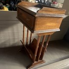 Antique Wood Nightstand With Magazine Rack 