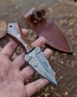 Damascus Small Fixed Blade Neck Knife Handmade Double Edge Dagger With Sheath