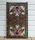 20 w X 33 75 h Jeweled Tiffany Style Stained Glass Window Panel Glass Panel h373