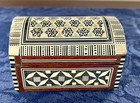 Egyptian Style Hinged Lid Trinket Box Geometric Marquetry  Mother Of Pearl Inlay