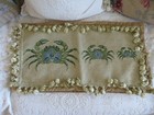 French Chic Aubusson Style Needlepoint Pillow Blue Crab Sampler Nwot 21 x12 