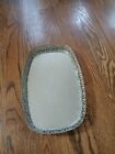 Vintage 12  Oval Vanity Tray Gold Gilt Mirror Filigree Dresser Powder Perfume 