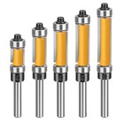 5pcs 1 4  Shank Flush Trim Router Bit Set With Top And Bottom Bearings