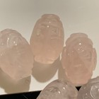 One Vintage Carved Chinese Bead Pink Rose Quartz Shou Asian Oval  17mm X 12mm