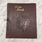 Vtg 1940s Embossed Native American Chief Leather Scrapbook Album Souvenir 14x12