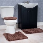Lavish Home 3 Piece Super Plush Non-slip Bath Mat Rug Set - Chocolate