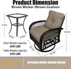 3 Piece Patio Furniture Set  2 Outdoor Swivel Rocking Chairs W  Side Table Brown