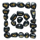 Black Rune Crystal Stones Set Elder Futhark Reiki Healing Gemstone 25 Pcs