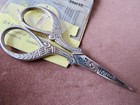 Vtg Estate Sewing Embroidery Toledo Scissors Fancy Thimble Scovill Needles