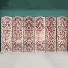Antique French Toile Tontisse Linen Fabric 6-panel Floor Screen 17 18th Century