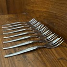 Rare   Set 8 X Vintage Retro Stainless Steel    nikmar    Dessert Cake Forks Japan