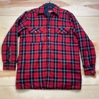 Vintage Coleman Shirt Medium Red Black Wool Blend Button Up Jac Jacket Plaid