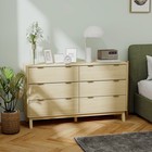 Homcom 6 Drawer Dresser For Bedroom  Fluted Chest Of Drawers  Natural Wood