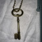 New Fossil Aged Antique Brass Gold Tone Fob large Keyring Beaded Chain Charm 
