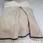 Croscill Vtg Bedskirt Dust Ruffle Box Pleat Linen Blend Black Ribbon Trim King