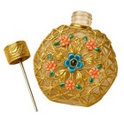 Czech Glass And Metal Filigree Enamel Flower Perfume Bottle Vintage