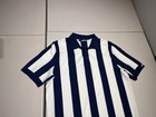 J Lindeberg Shirt Men   s Medium Estate Blue White Striped Maseo Knitted Golf Top