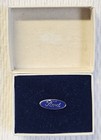 Vintage Ford Lapel Hat Pin Tie Tack Blue Oval Script Logo Enamel Gift Box 11 16 