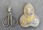 Antique Small Embroidery Sewing Scissors In Hand-embroidered Silk Case 2  China