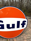 Vintage Large Porcelain Gulf Oil Gas Gasoline Sign 79 By 73 Inch 1 Sided 1966