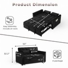 55  Modern Velvet Sleeper Sofa Black 3-in-1 Pull-out Loveseat Storage Apartment