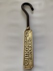 Vtg Solid Brass   Iron Fireplace Damper Open closed Hanging Sign Flue Pull Hook