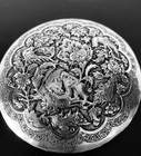 Antique Hand Engraved Persian Solid Silver Round Box Islamic 198 Gr