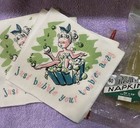 Rare Vintage 1950s Reeds Napkins Pinup Bubble Bath Set Of 12