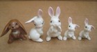 Lot Of 5 Hagen Renaker Bunnies 4 White  1 Brown Lop Ear